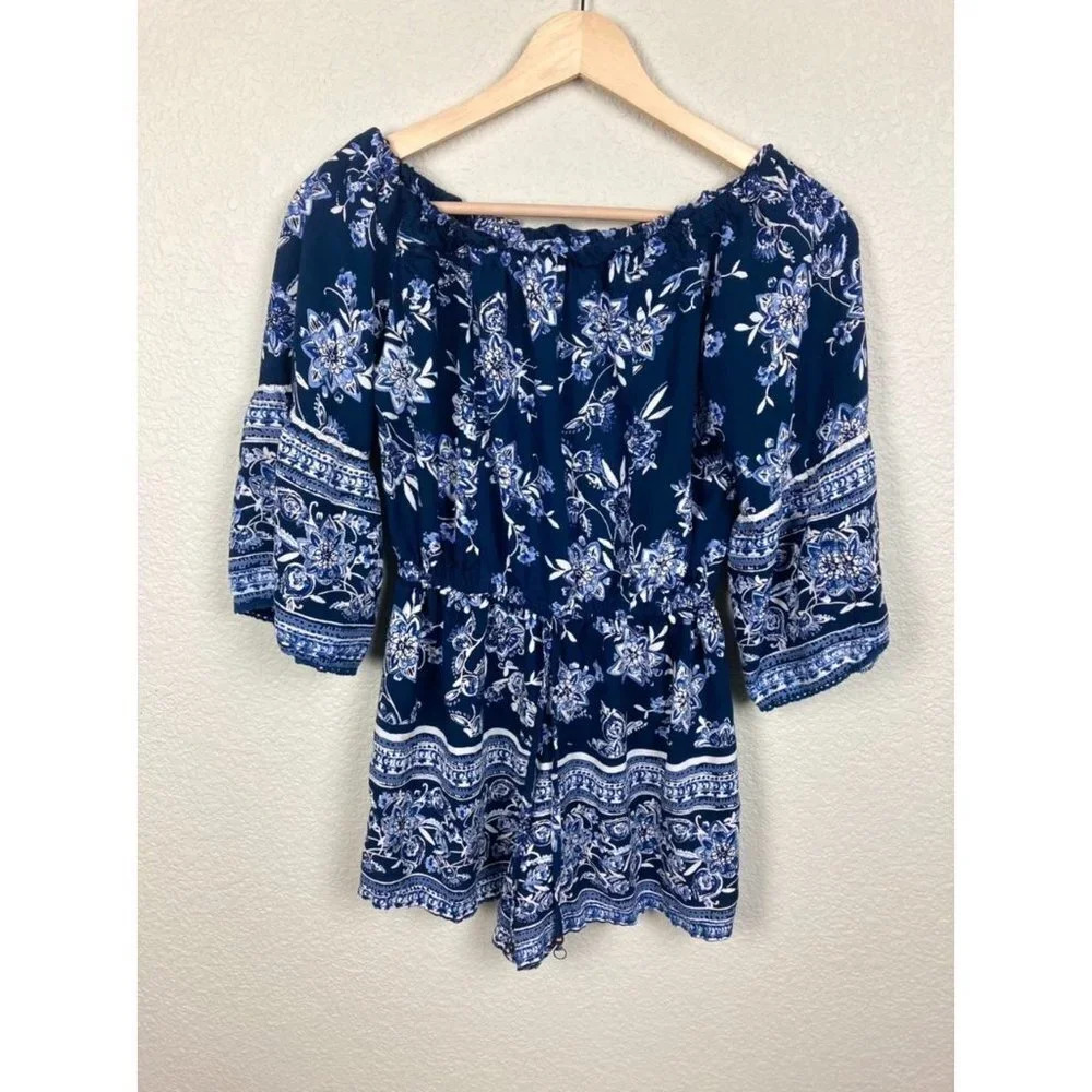 Angie Floral Off the Shoulder Romper Size Small - Picture 4 of 13